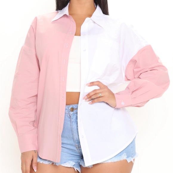 Color-block button down 💞 - Picture 1 of 5